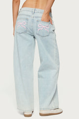 Petite Bow Pocket Relaxed Jeans