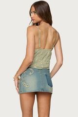 Embroidered Button Up Tank Top