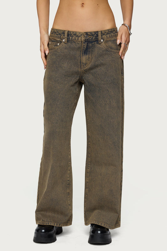 Petite Zahra Mud Wash Low Rise Jeans