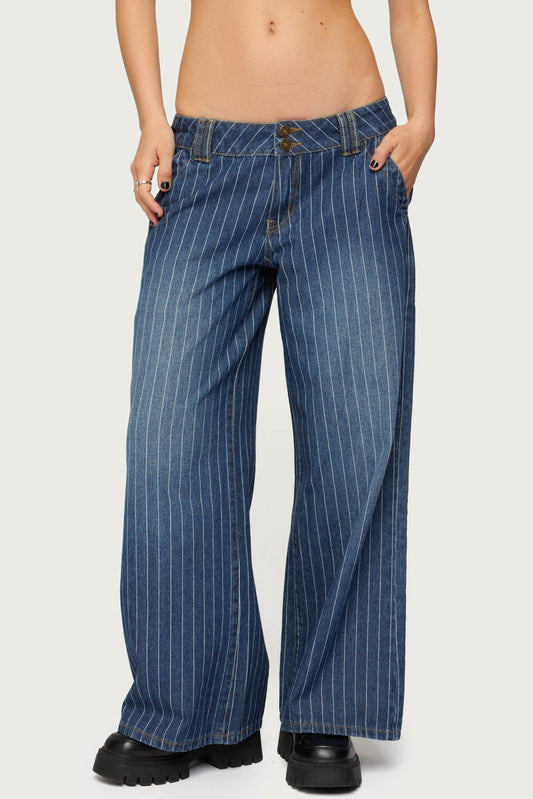 Petite Cory Striped Low Rise Jeans