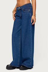 Edie Belt Detail Low Rise Jeans