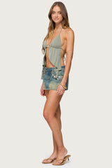 Safi Backless Split Front Halter Top