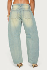 Cayden Low Rise Washed Barrel Jeans