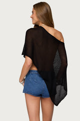 Azalia Asymmetric Knit Poncho