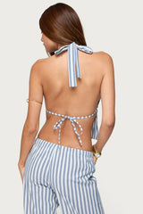 Macey Striped Split Front Backless Top