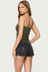 Liat Ruched Built In Bra Tube Top