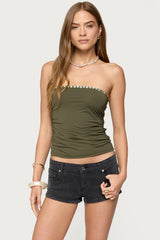 Liat Ruched Built In Bra Tube Top