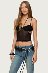 Strappy Sheer Mesh Cupped Top