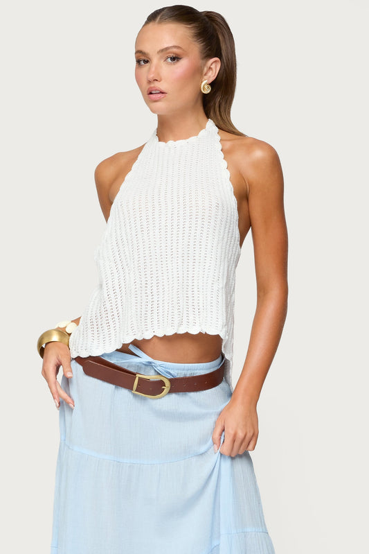 Ivey Backless Crochet Halter Top