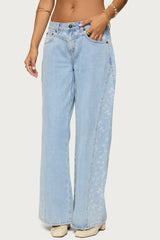 Floral Split Low Rise Jeans
