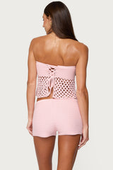 Tahna Flower Strapless Crochet Top