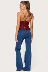 Delila Crochet V Neck Top