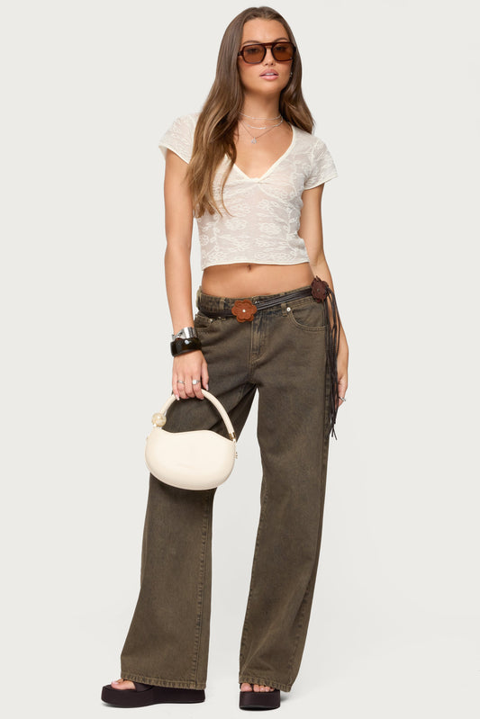 Kristal Twist Front V Neck Top