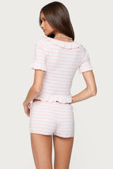 Janelle Striped Knit Tie Front Top