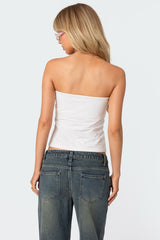 Lace Bow Built In Bra Tube Top