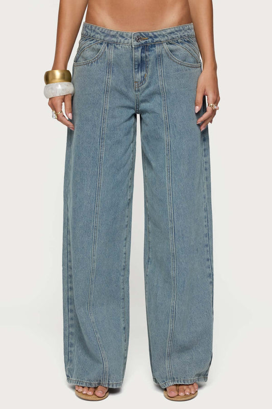 Stitch & Pleat Low Rise Jeans