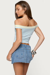 Strada Contrast Off Shoulder Top