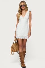 Shayla Ruffle Textured Mini Dress