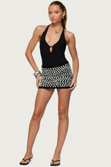 Ada Iridescent Button Knit Mini Skirt