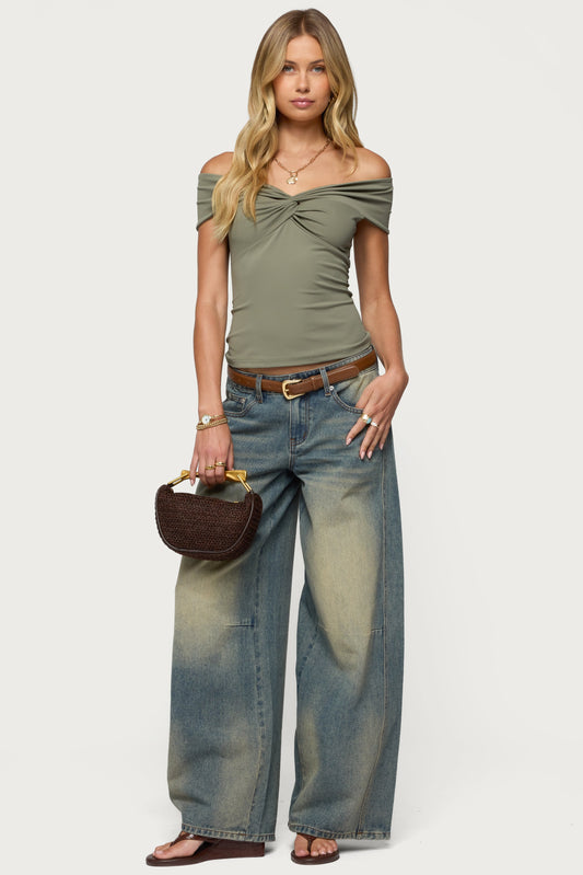 Twisted Front Off Shoulder Top