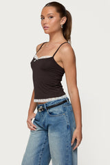 Adriel Contrast Lacey Tank Top