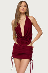 Caspia Cowl Neck Backless Top