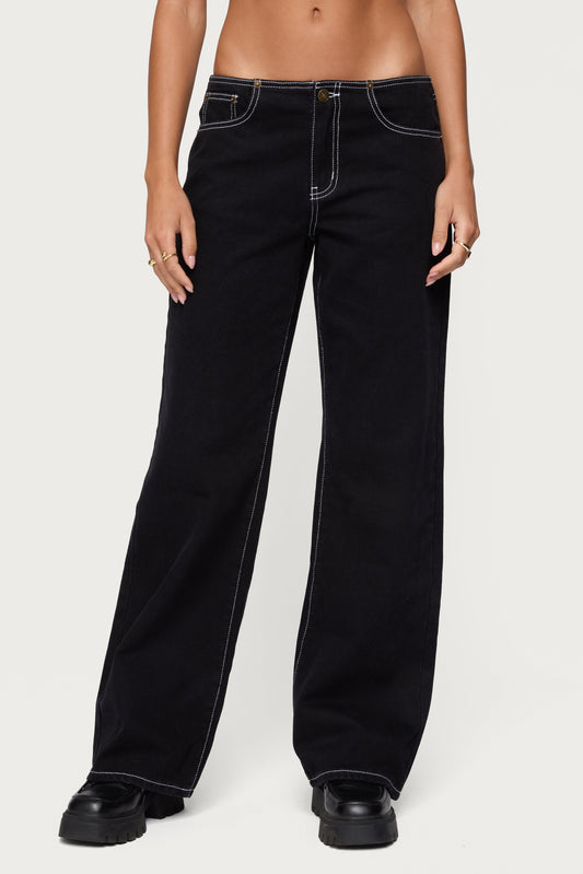 Contrast Stitch Low Rise Jeans