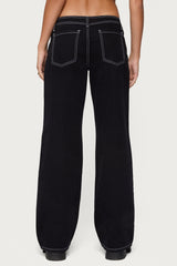 Contrast Stitch Low Rise Jeans