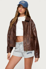 Ardella Oversized Faux Leather Jacket
