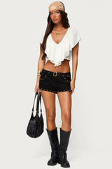 Studded Faux Suede Micro Shorts