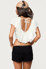 Deena Ruffled V Neck Top