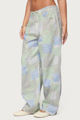 Patchwork Low Rise Baggy Jeans