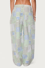 Patchwork Low Rise Baggy Jeans