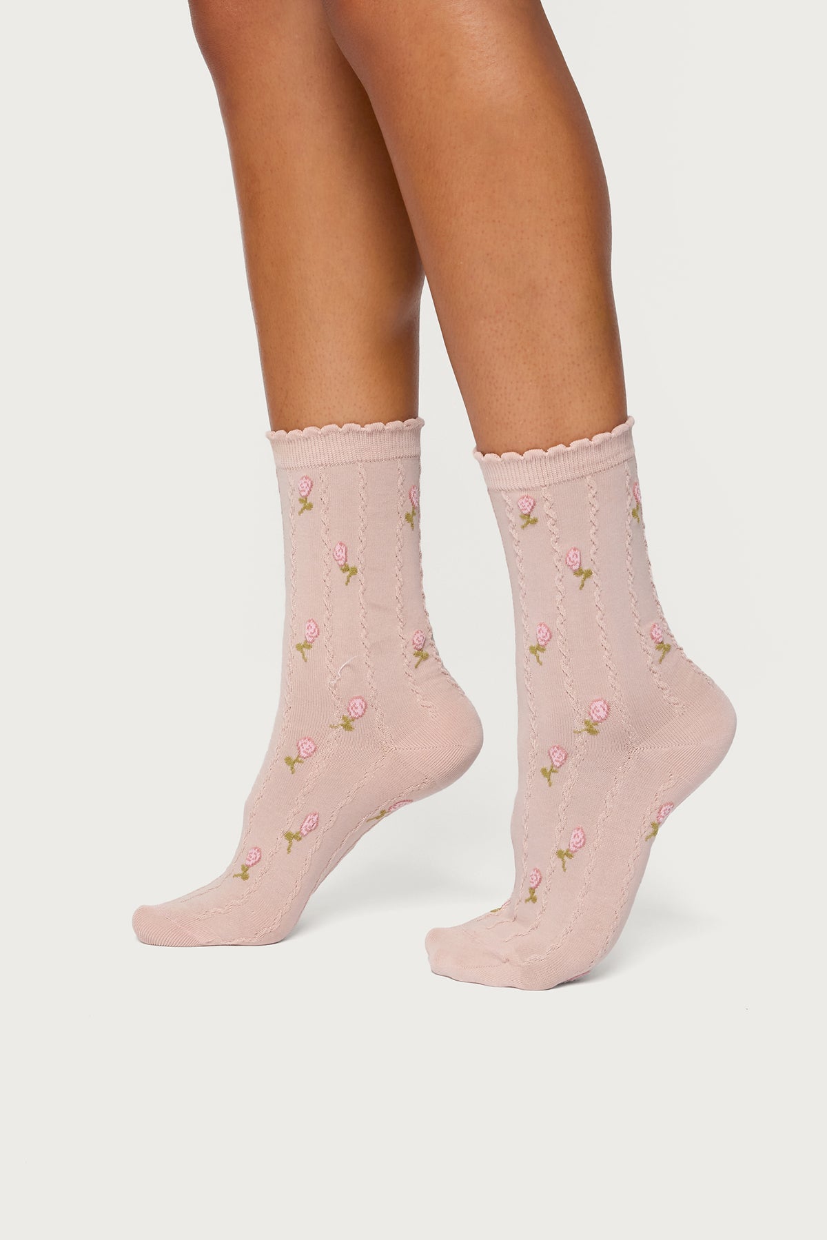 Embroidered Rose Socks