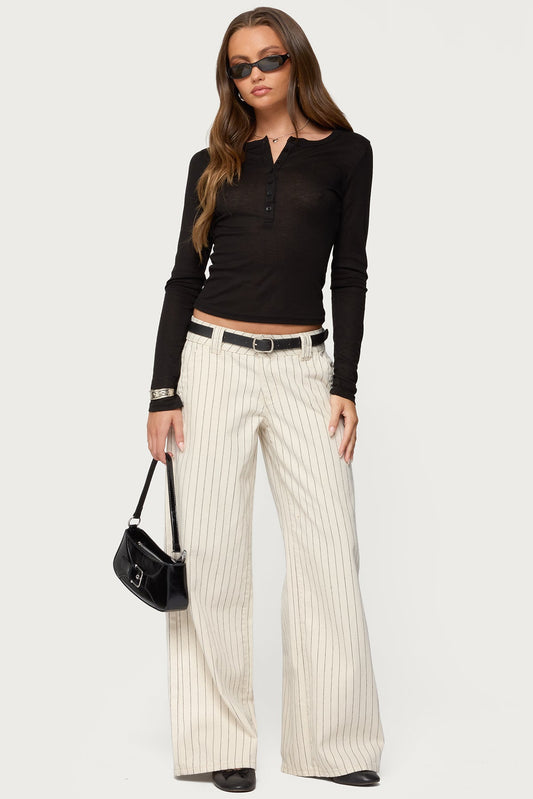 Cory Striped Low Rise Jeans