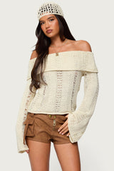 Renna Distressed Fold Over Knit Top