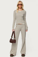 Avalie Striped Ribbed Pants