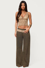 Araura Velvet Floral Sheer Top