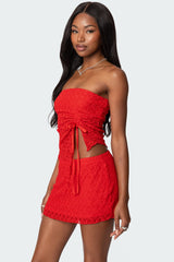 Amara Asymmetric Textured Lace Tube Top