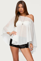 Sheer Chiffon Asymmetric Poncho
