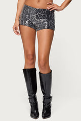 Sequin Leopard Printed Micro Shorts