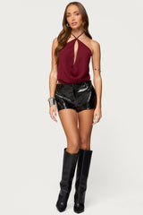 Matilde Faux Crocodile Leather Shorts