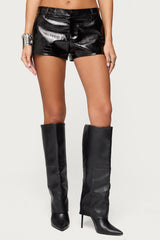 Matilde Faux Crocodile Leather Shorts