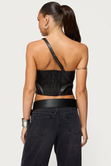 Asymmetric Cutout Faux Leather Top