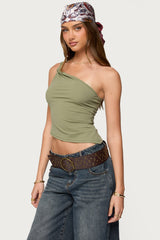 Knotted One Shoulder Asymmetric Top