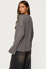 Oversized Semi Sheer Long Sleeve T Shirt