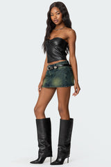 Myleigh Faux Leather Strapless Top