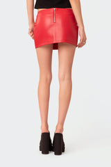 Noa Low Rise Faux Leather Micro Skirt