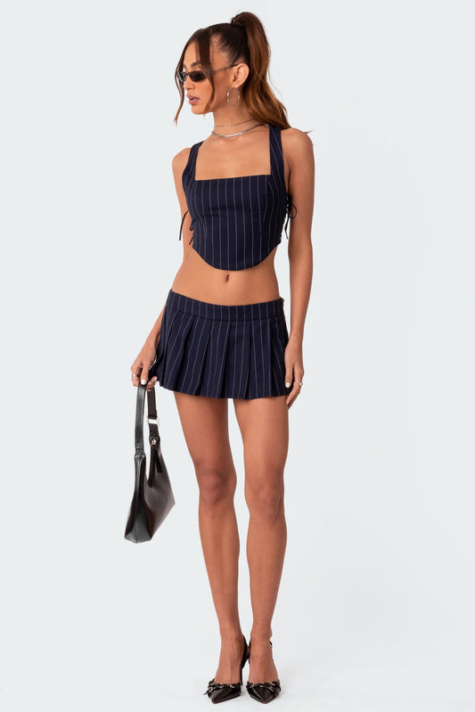 Pinstripe Side Lace Up Corset