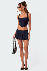 Pinstripe Side Lace Up Corset